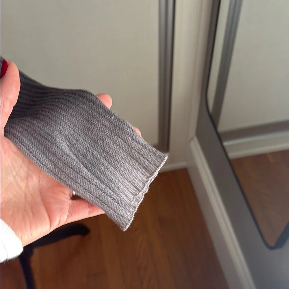 Gray Ribbed Open Front Cardigan - Picture 3 of 4